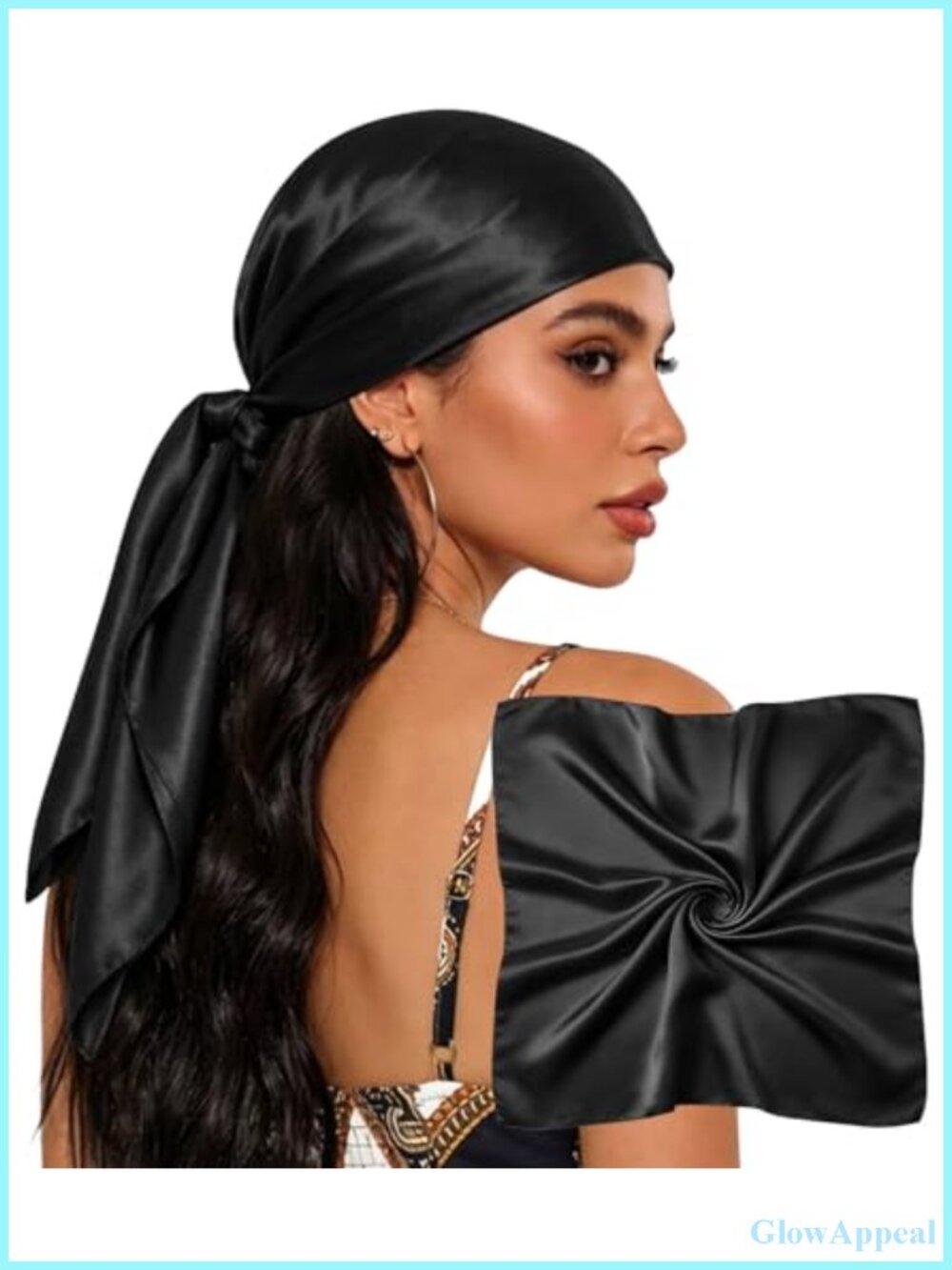 Women's Satin Finish Square Scarf, Like Silk Hair Wrap Head Scarf Large 35 Inch